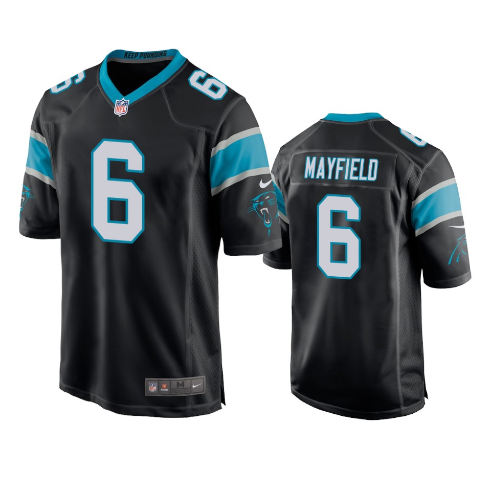 baker mayfield panthers game black jersey