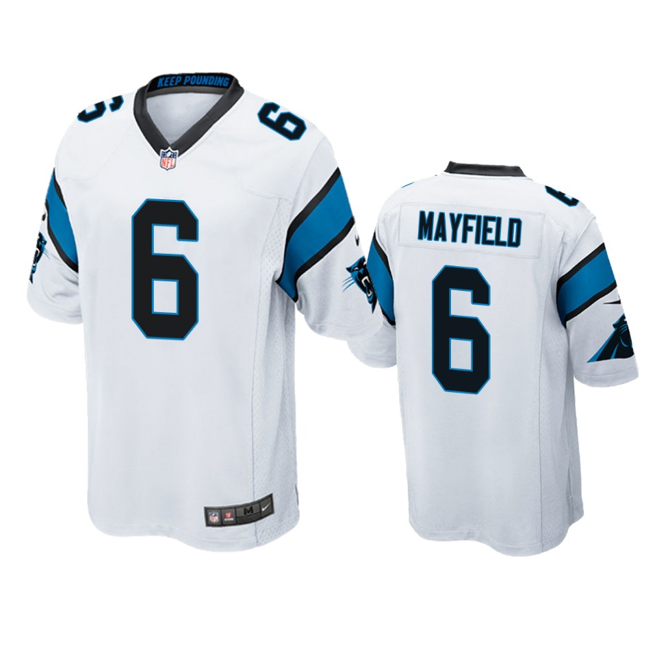 baker mayfield panthers game white jersey