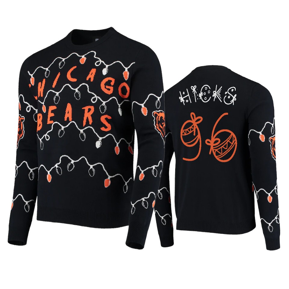 bears akiem hicks black 2020 christmas gifts light up sweater