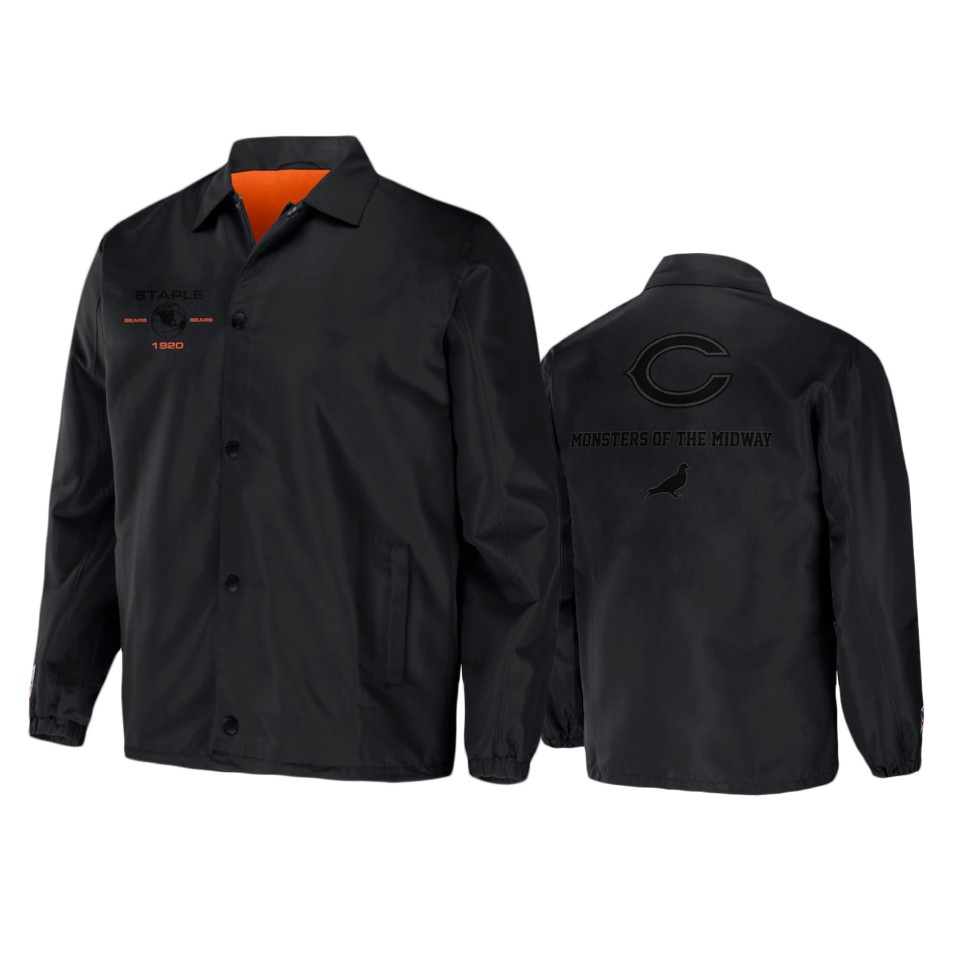 bears black staple coaches full snap jacket