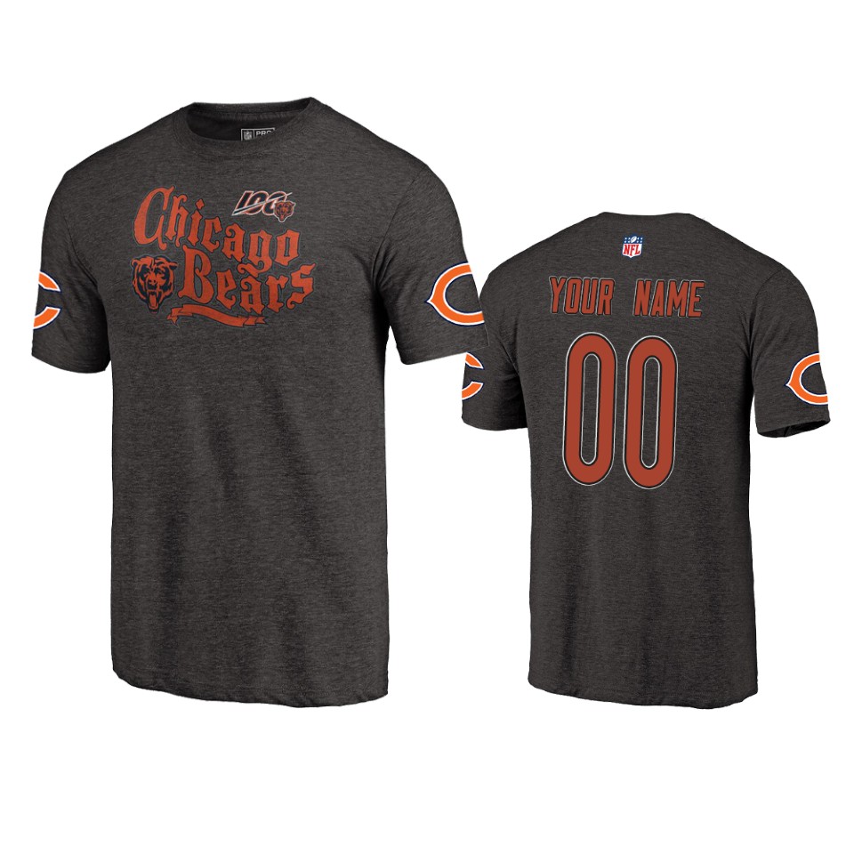 bears custom heathered charcoal retro 100th season tee
