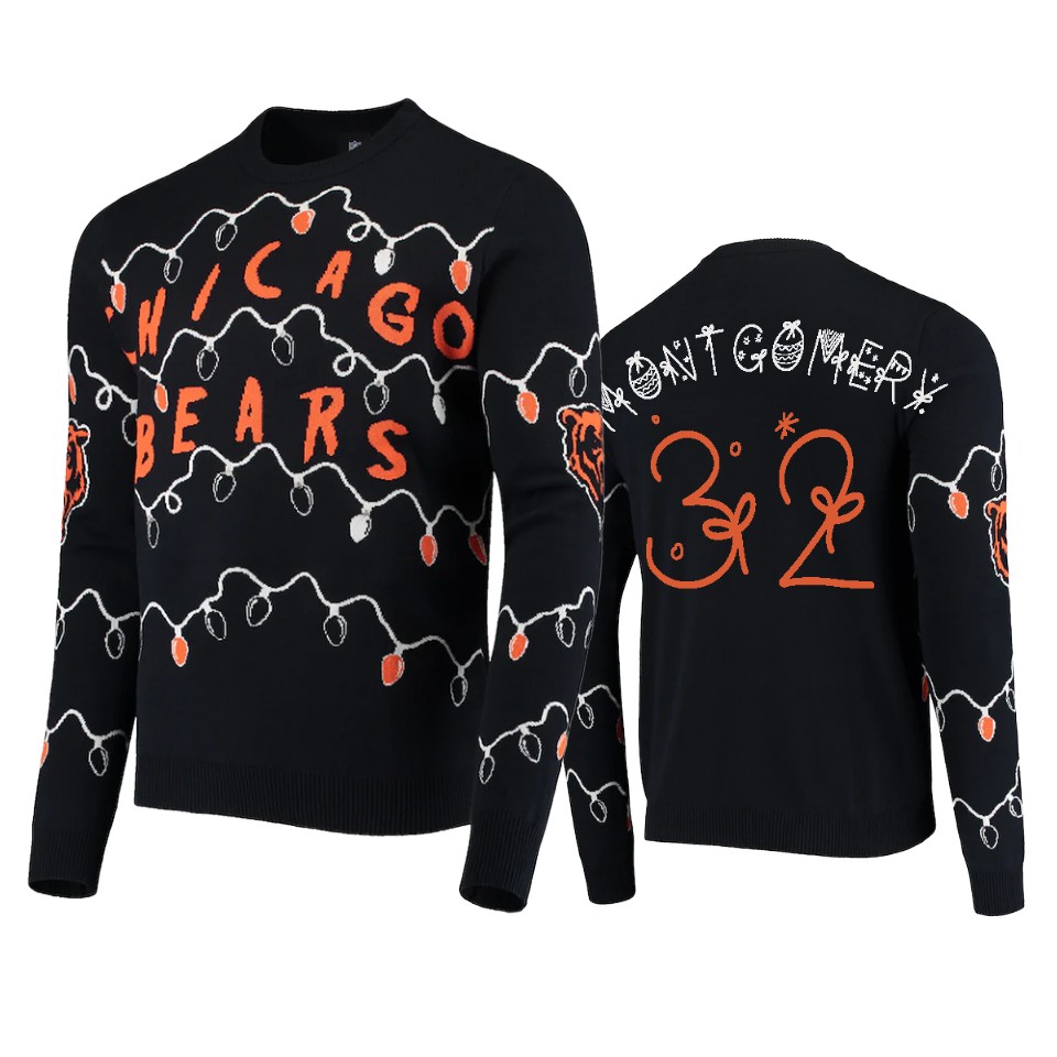 bears david montgomery black 2020 christmas gifts light up sweater