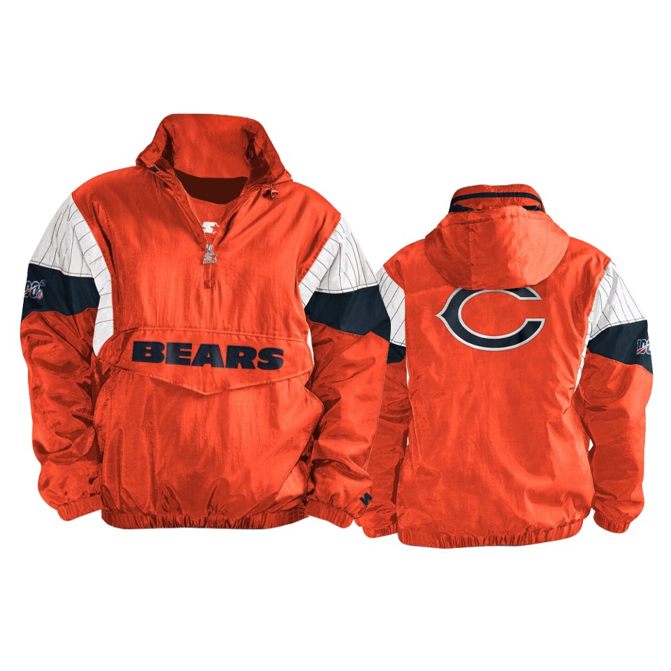 bears orange navy nfl 100 thursday night lights quarter zip breakaway jacket