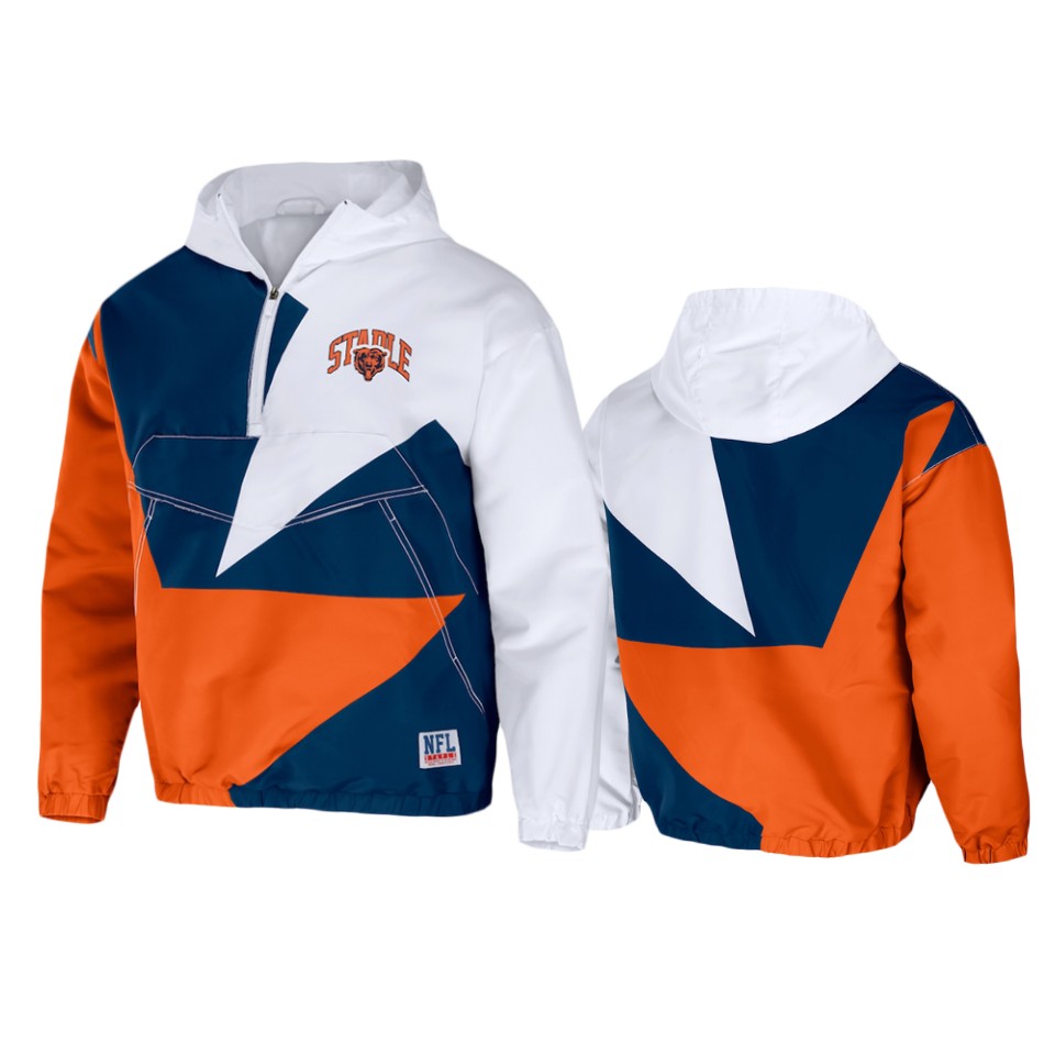 bears orange staple all over print quarter zip jacket