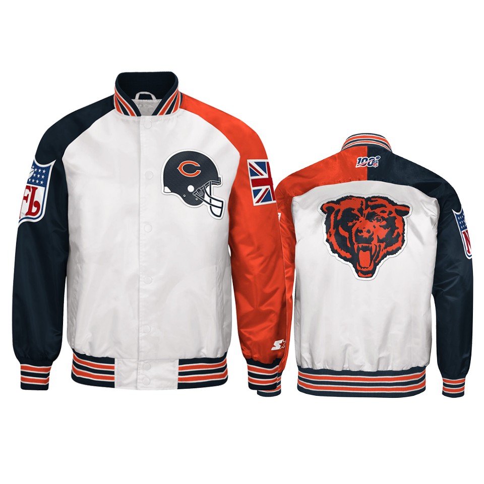 bears white 2019 nfl london game nfl 100 full zip jacket