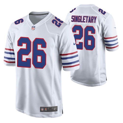 bills devin singletary game jersey white alternate