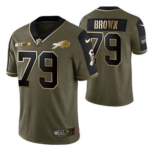bills-spencer-brown-2021-salute-to-service-golden-limited-jersey-olive-men