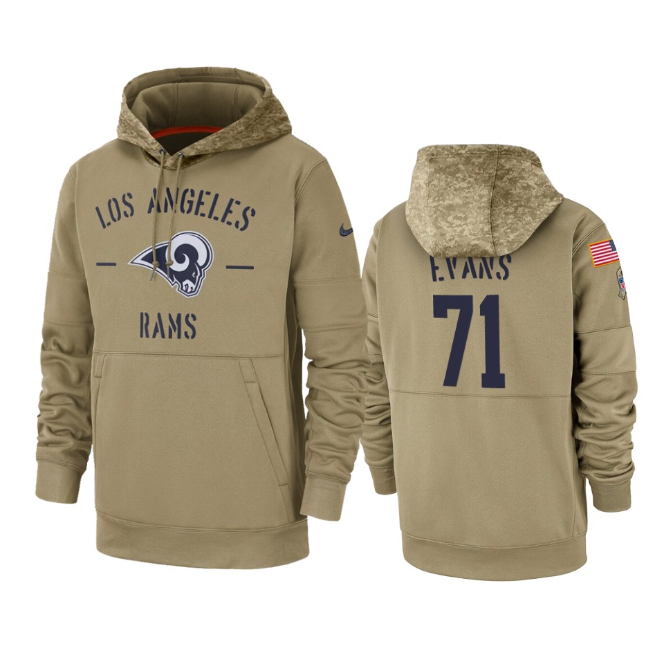 bobby evans rams tan 2019 salute to service sideline therma hoodie
