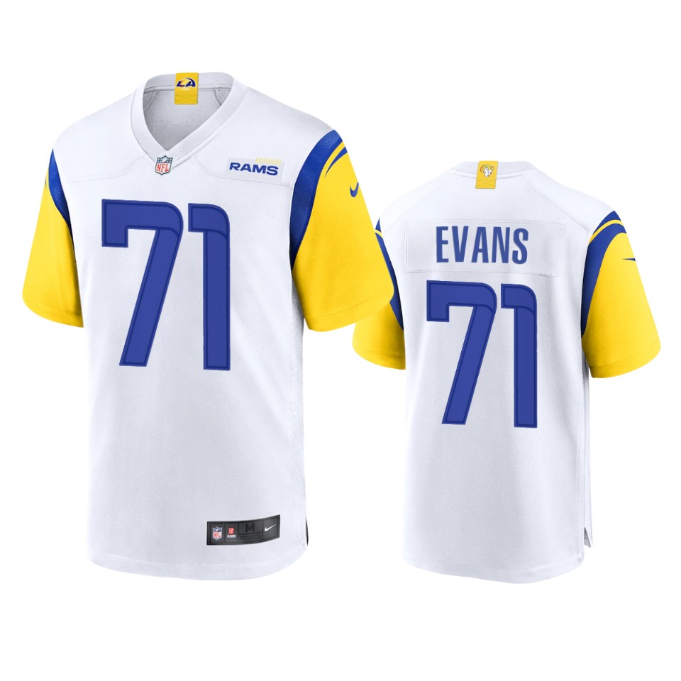 bobby evans rams white alternate game jersey 1