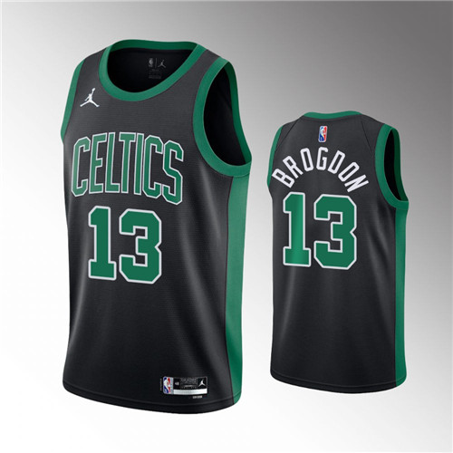 boston celtics 2021-22 75th anniversary malcolm brogdon black statement edition stitched jersey #13