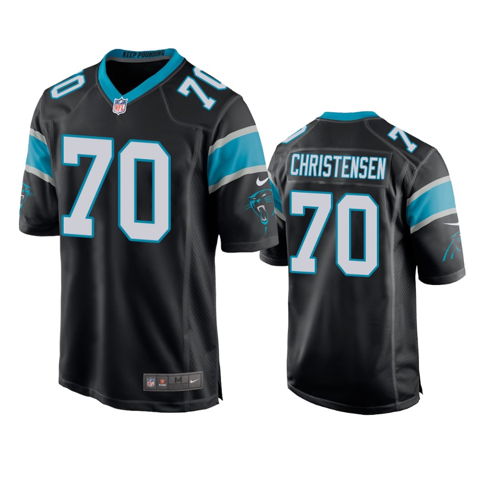 brady christensen panthers black game jersey