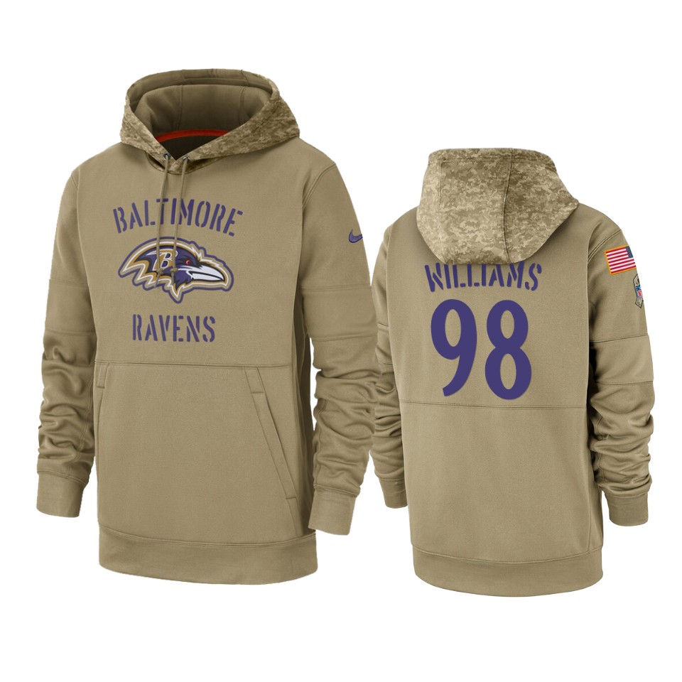 brandon williams ravens tan 2019 salute to service sideline therma hoodie