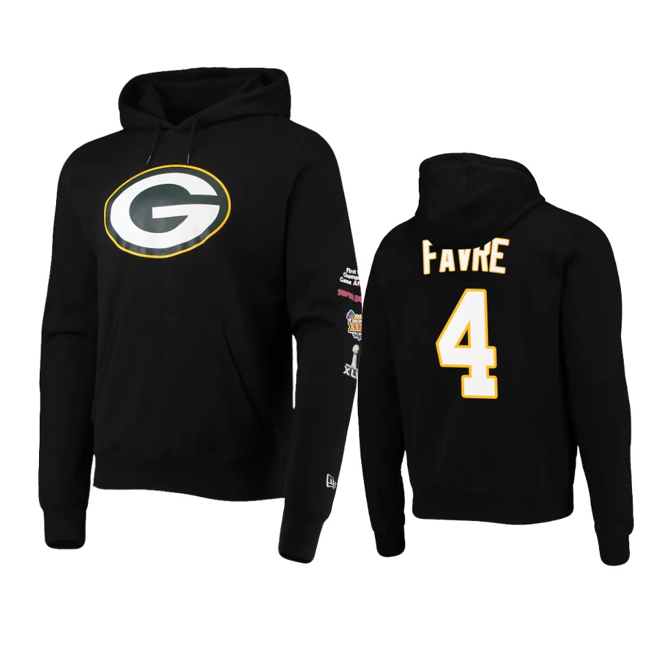 brett favre packers black super bowl champions hoodie