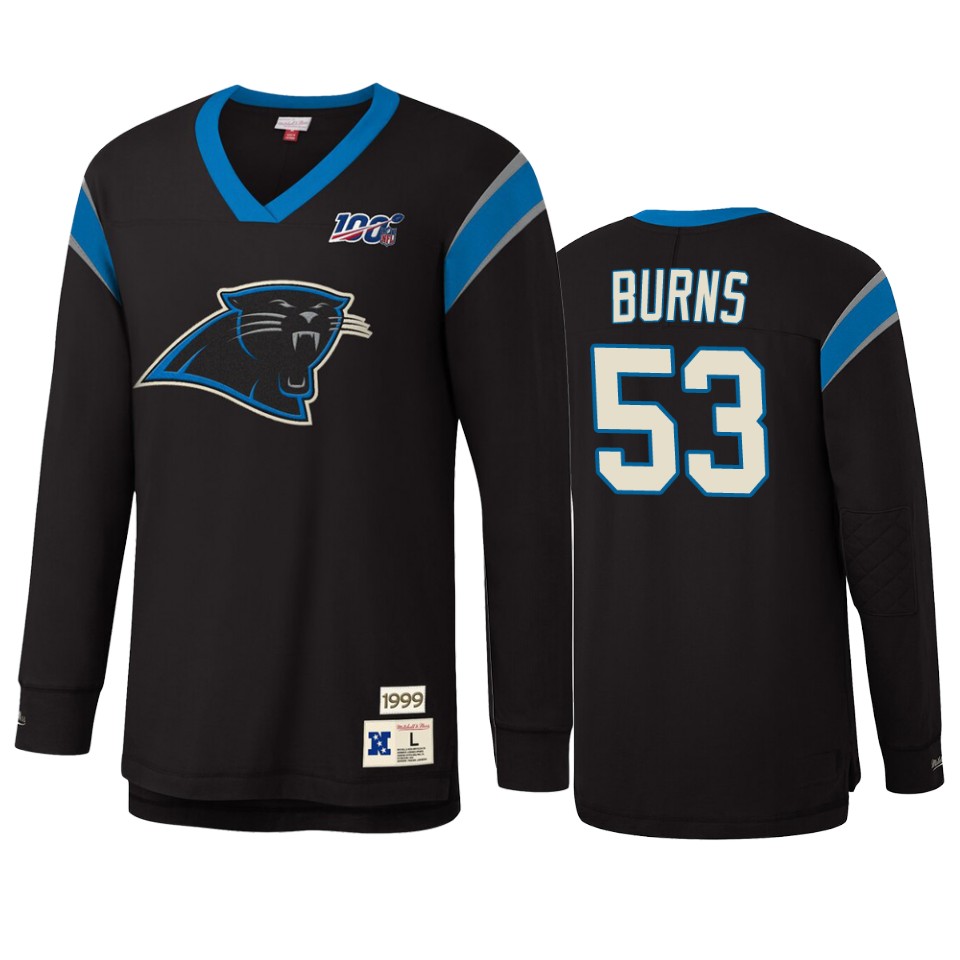 brian burns panthers black nfl 100 long sleeve t shirt