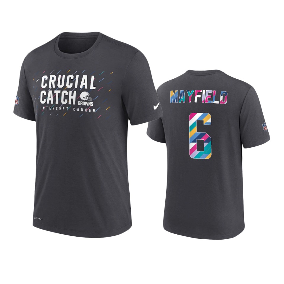 browns baker mayfield charcoal 2021 nfl crucial catch t shirt