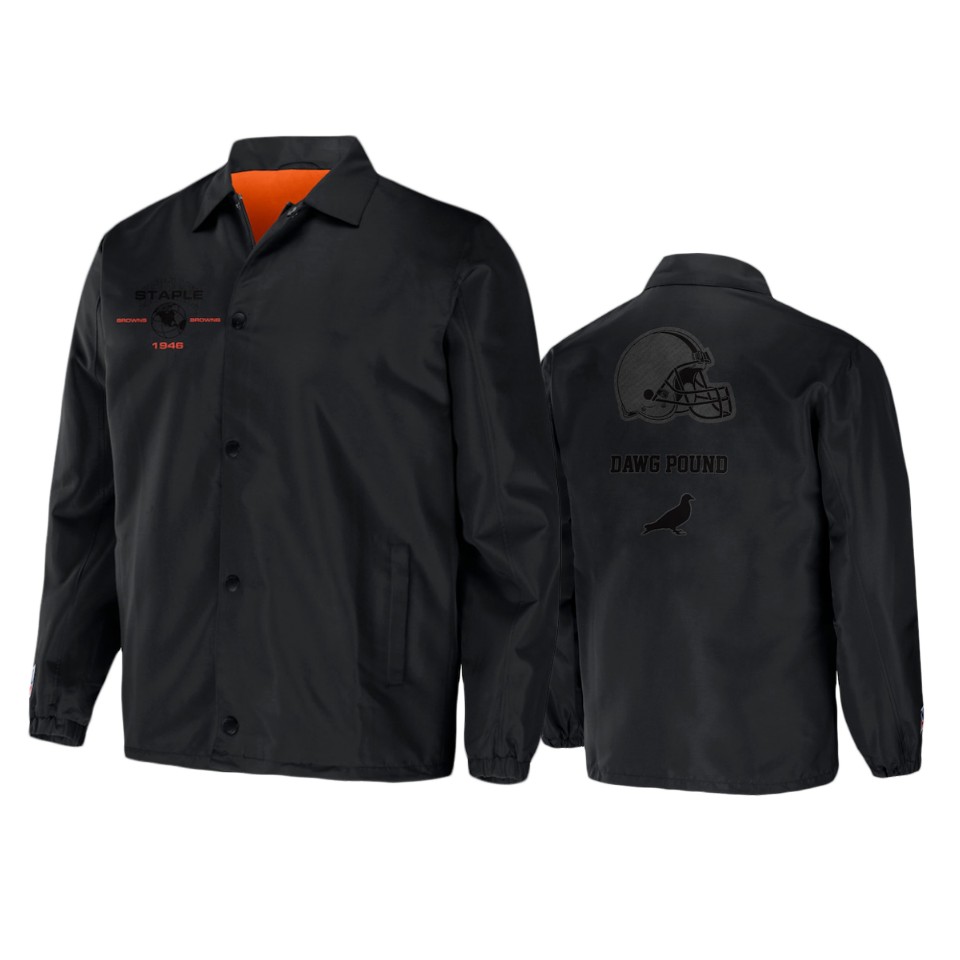 browns black staple coaches full snap jacket