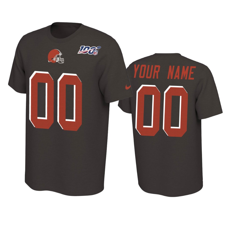 browns custom brown player pride 100th season tee 0a