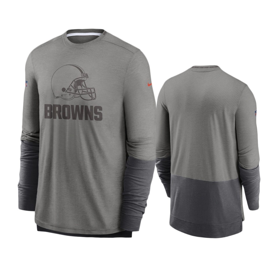 browns heathered gray charcoal sideline player performance t shirt 0a