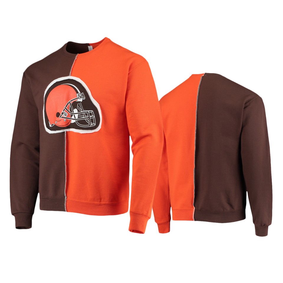 browns orange brown split center pullover sweatshirt