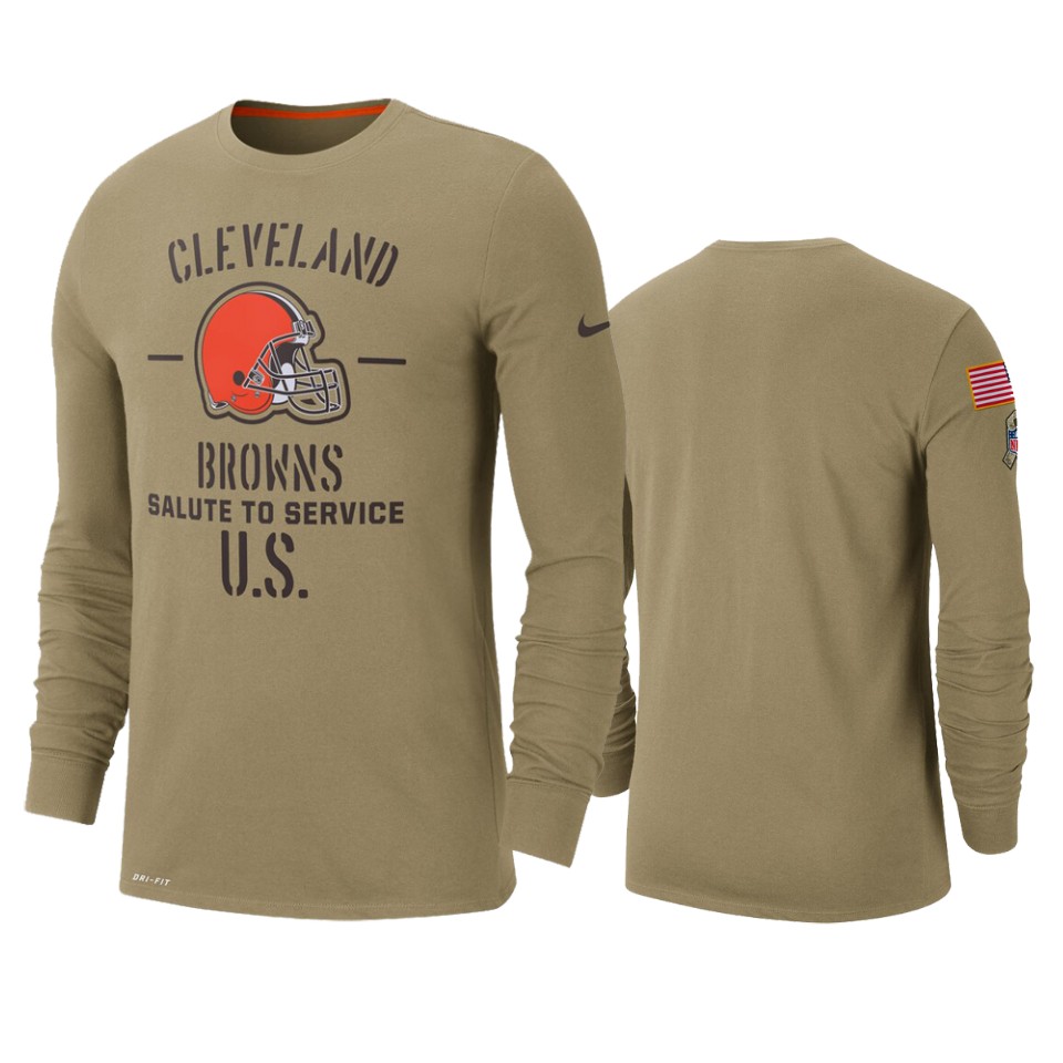 browns tan 2019 salute to service sideline long sleeve t shirt