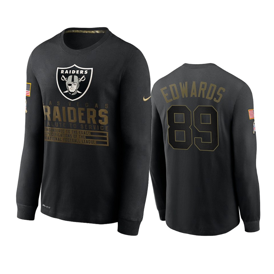 bryan edwards raiders black 2020 salute to service sideline performance long sleeve t shirt