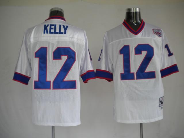 buffalo bills 12 kelly white throwback jerseys-1