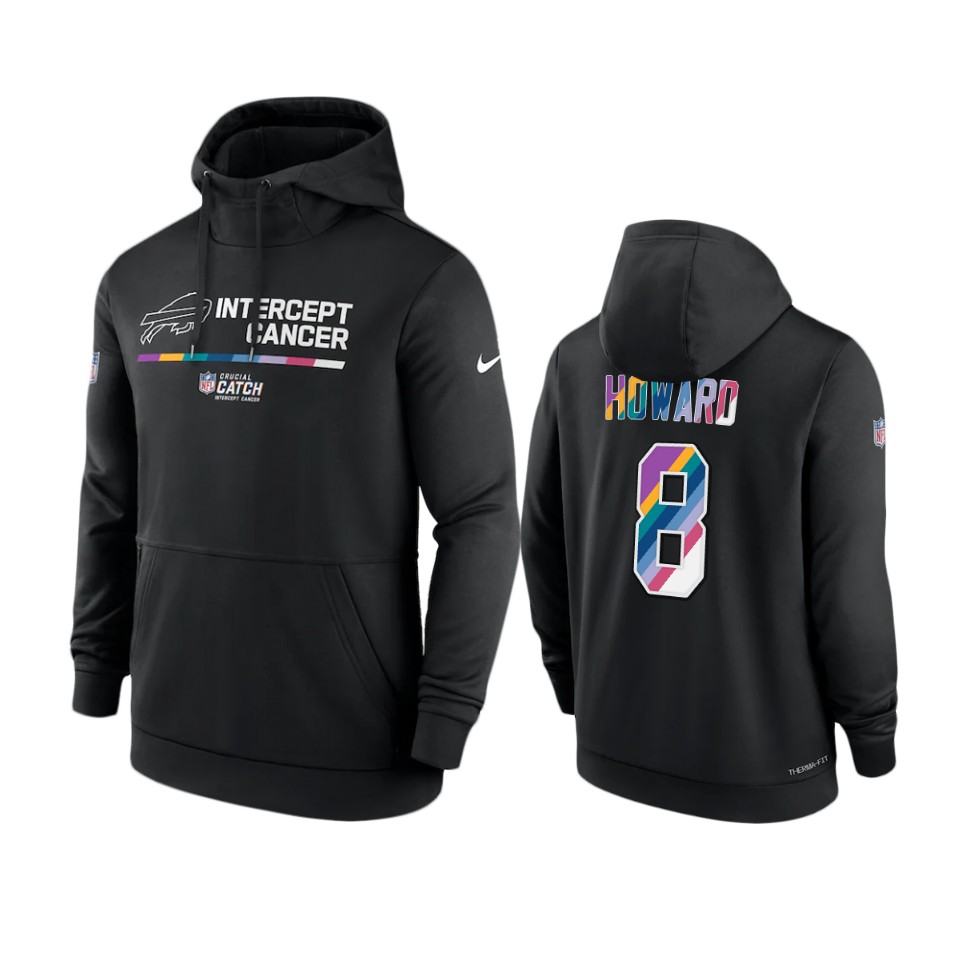 buffalo bills o.j. howard black 2022 nfl crucial catch therma hoodie