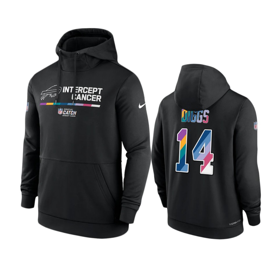 buffalo bills stefon diggs black 2022 nfl crucial catch therma hoodie