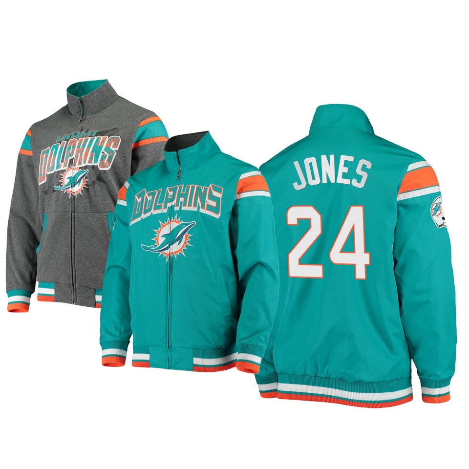 byron jones dolphins aqua charcoal offside reversible full zip jacket