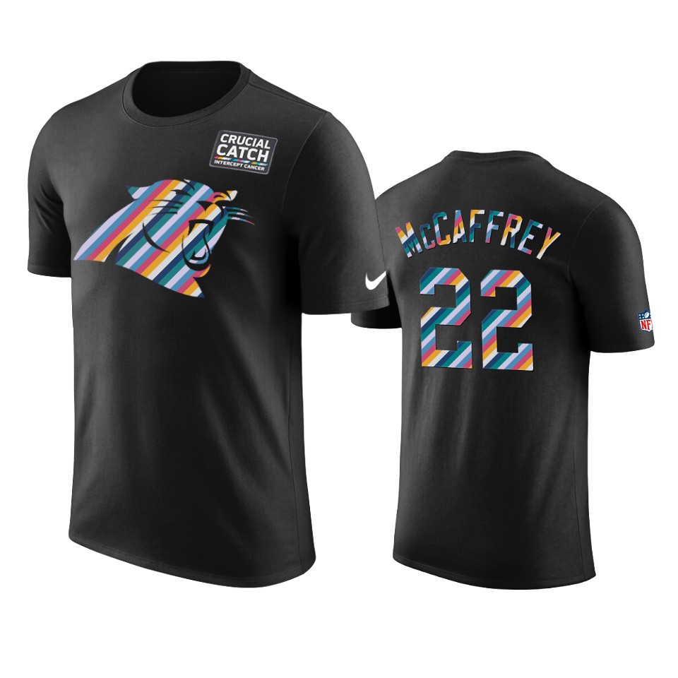 carolina panthers christian mccaffrey black crucial catch sideline t shirt