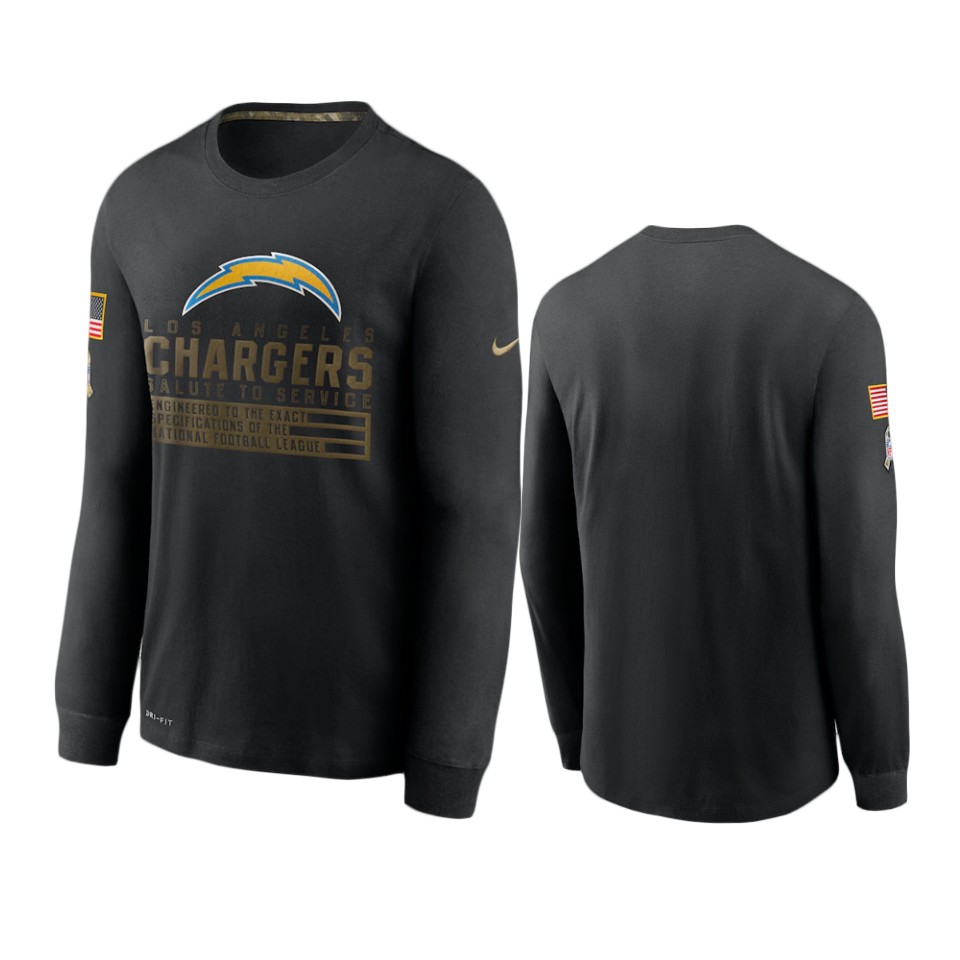 chargers black 2020 salute to service sideline performance long sleeve t shirt