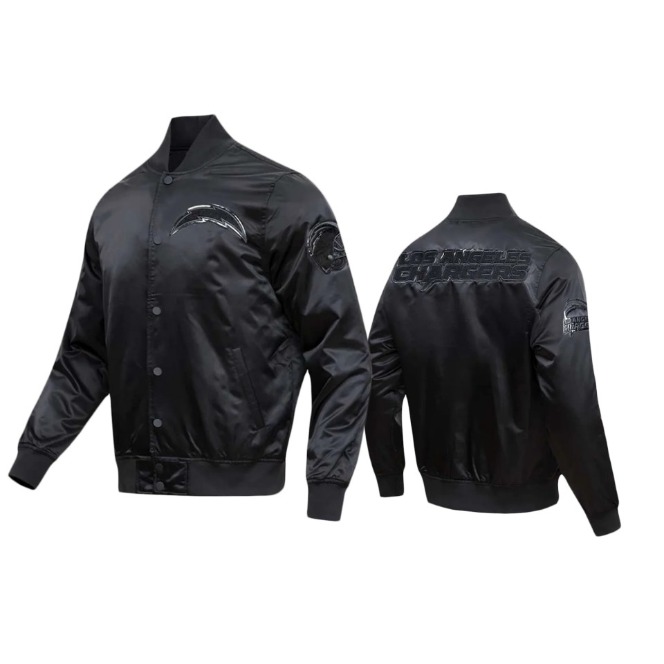 chargers black triple satin varsity jacket