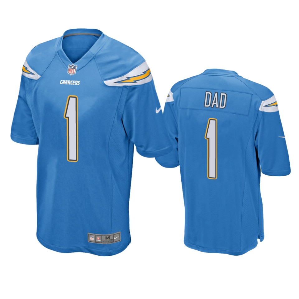 chargers blue 2019 father's day number 1 dad jersey