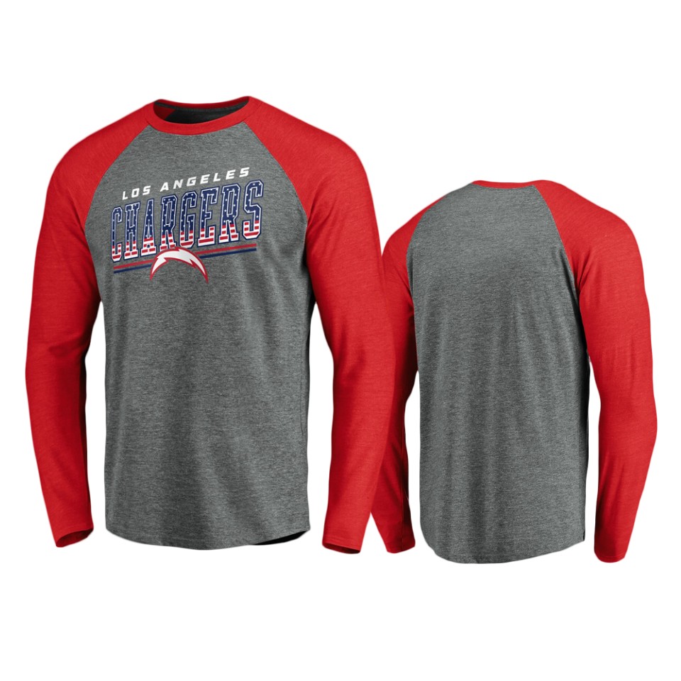 chargers heathered gray team freedom tri blend raglan t shirt