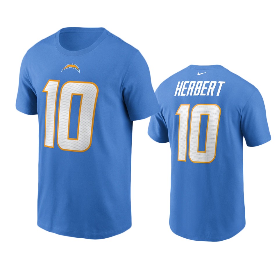 chargers justin herbert nikepowder blue t shirt