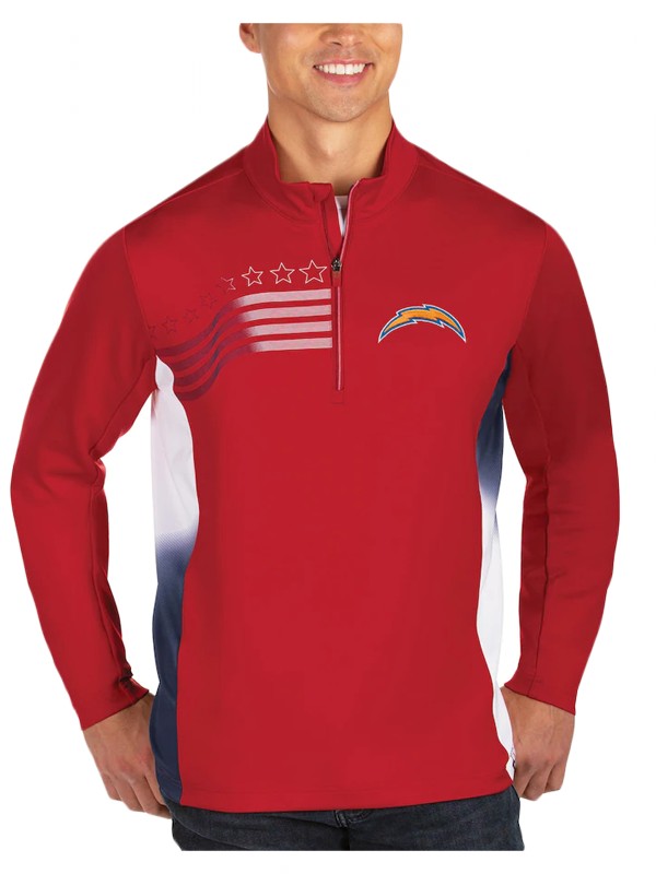 chargers red white liberty quarter zip pullover jacket