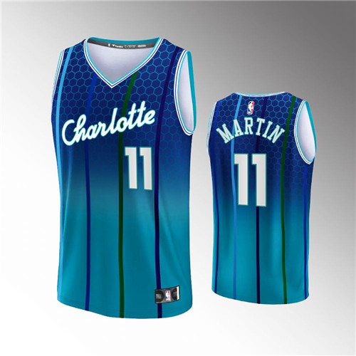 Charlotte Hornets Cody Martin 2021-22 Replica City Blue stitched Jersey #11