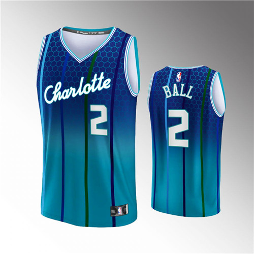 Charlotte Hornets LaMelo Ball 2021-22 Replica City Blue stitched Jersey #2