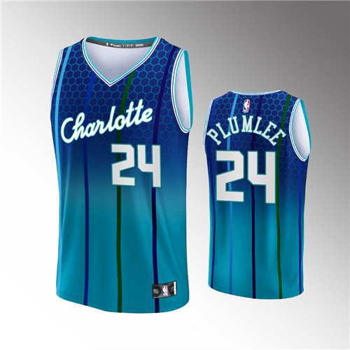 Charlotte Hornets Mason Plumlee 2021-22 Replica City Blue stitched Jersey #24