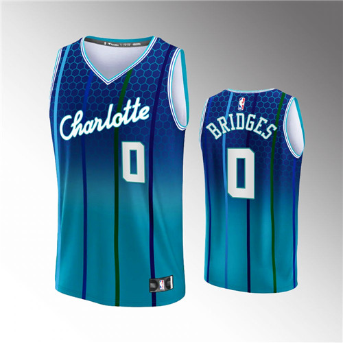 Charlotte Hornets Miles Bridges 2021-22 Replica City Blue stitched Jersey #0
