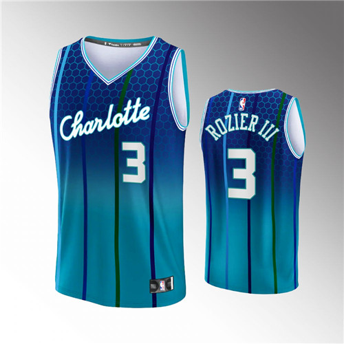 Charlotte Hornets Terry Rozier III 2021-22 Replica City Blue stitched Jersey #3