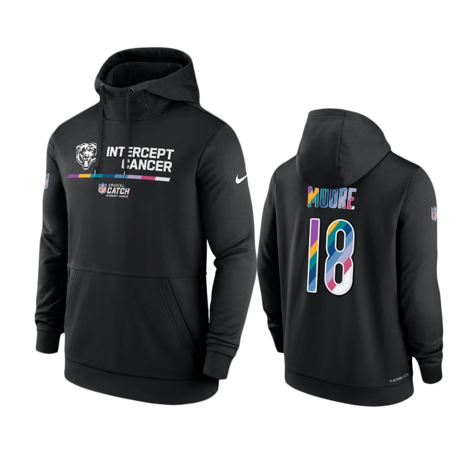 chicago bears david moore black 2022 nfl crucial catch therma hoodie