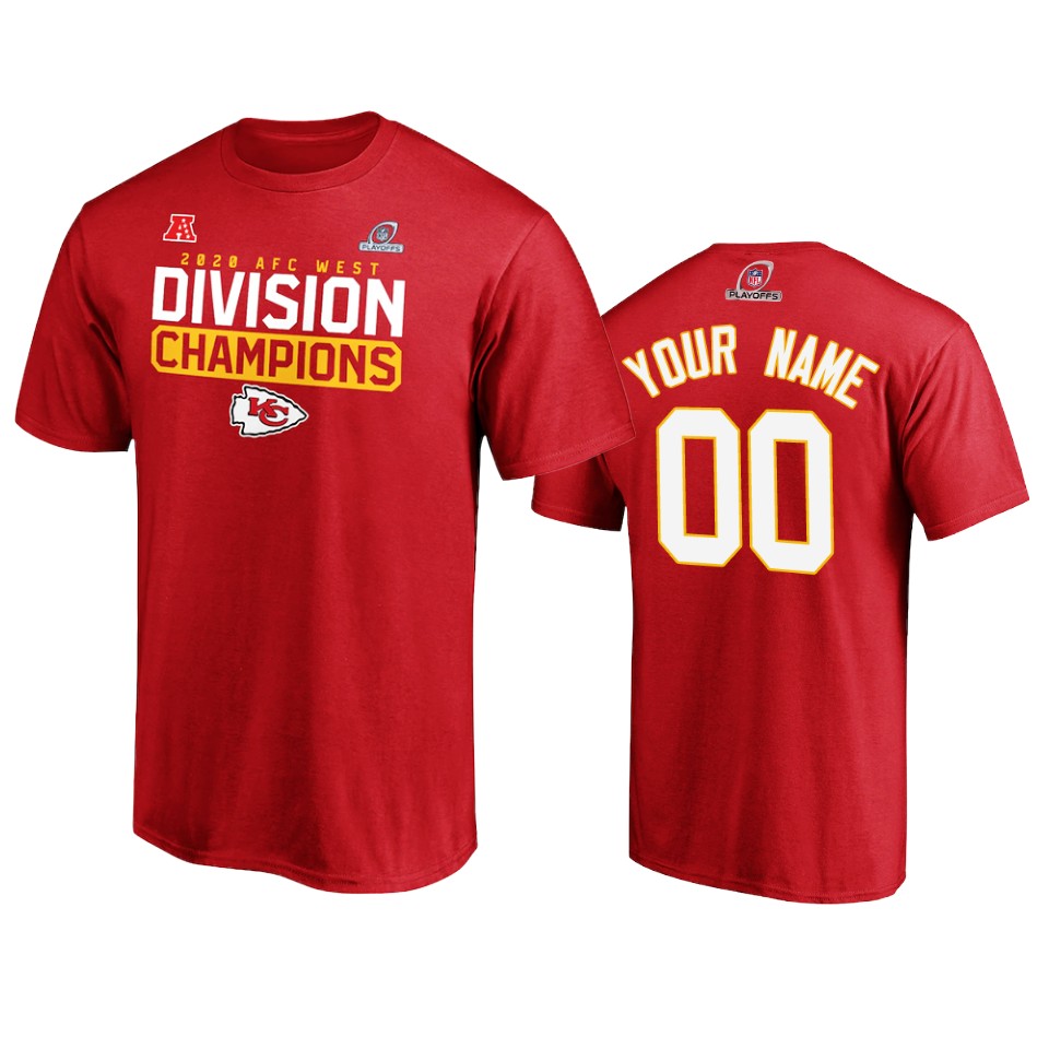 chiefs custom red 2020 afc west division champions t shirt
