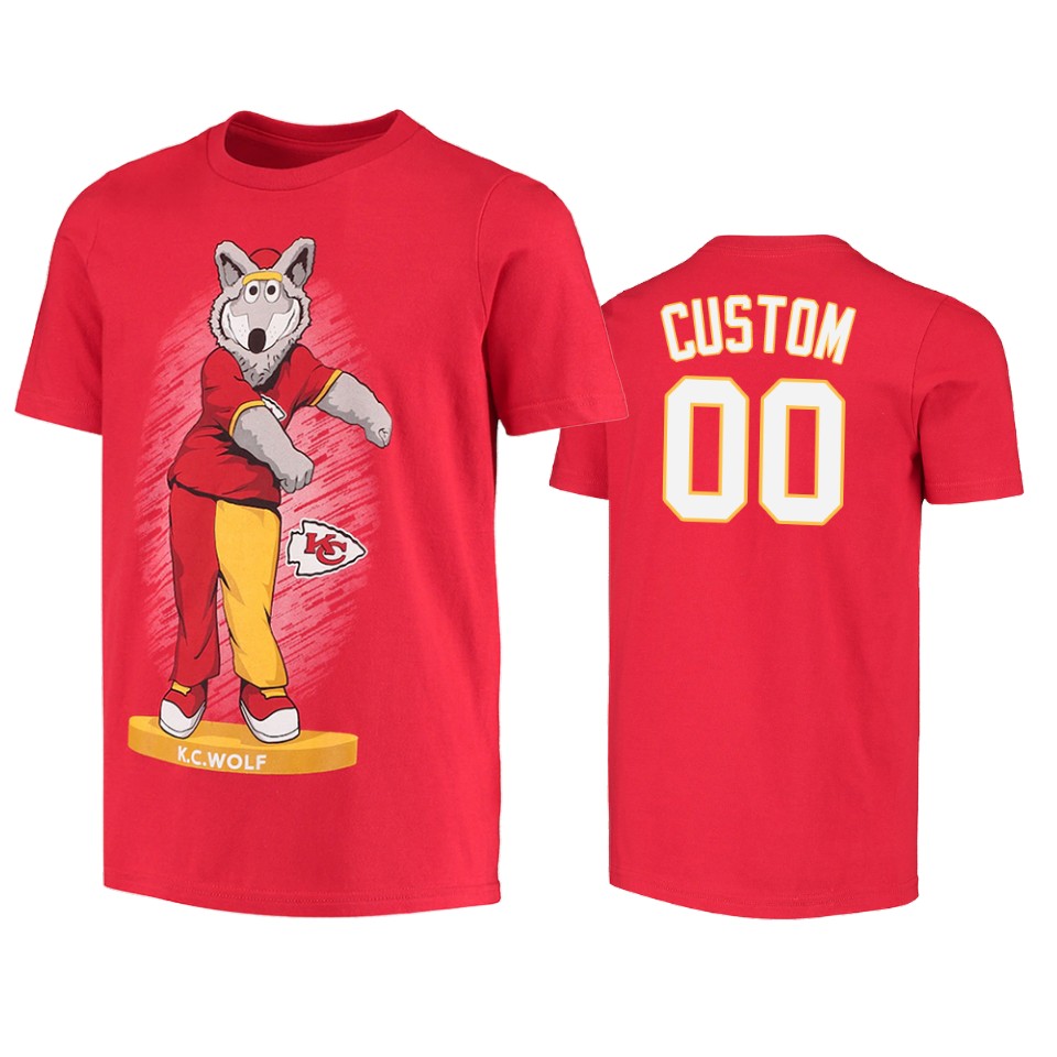 chiefs custom red dancing k.c.wolf mascot t shirt