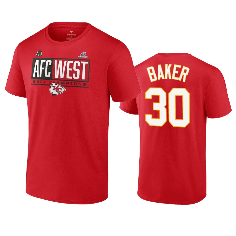 chiefs deandre baker red 2021 afc west division champions blocked favorite t shirt