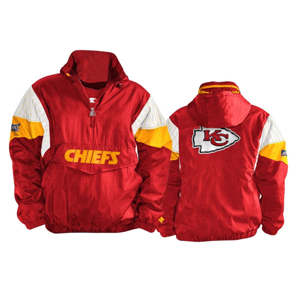 chiefs red yellow 100th season thursday night lights quarter zip breakaway jacket