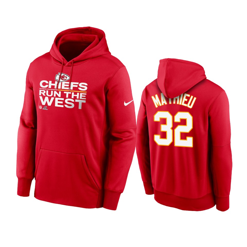 chiefs tyrann mathieu red 2021 afc west division champions hoodie