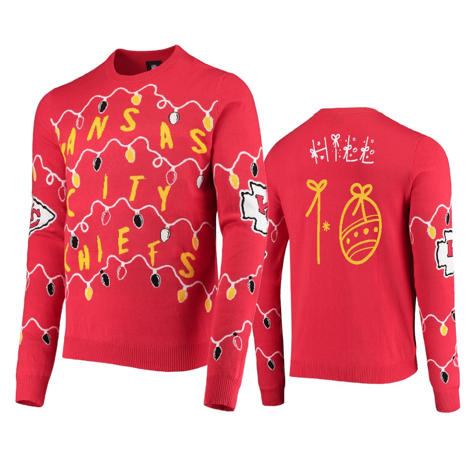 chiefs tyreek hill red ugly light up sweater