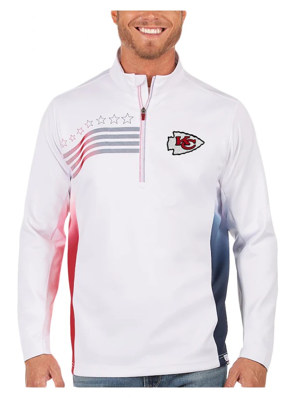 chiefs white navy liberty quarter zip pullover jacket