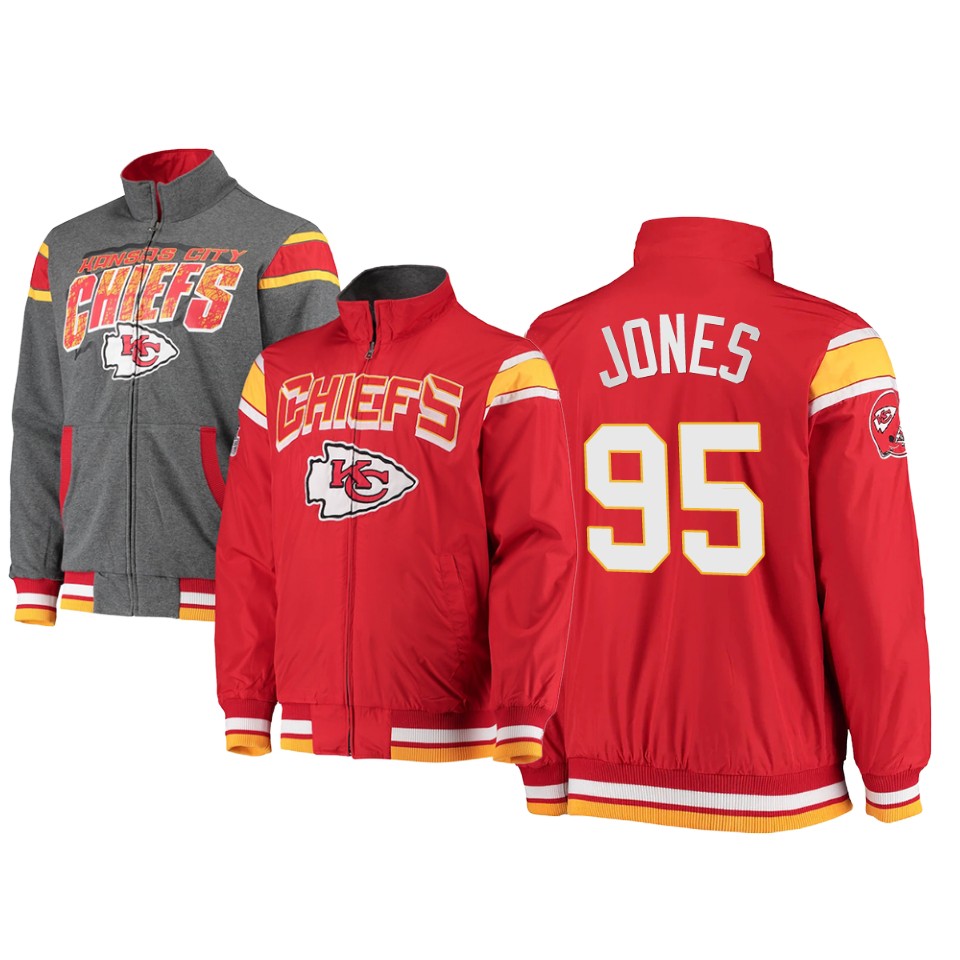 chris jones chiefs red charcoal offside reversible full zip jacket